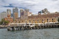 Campbell`s Cove Jetty with the waterfront historic building view at the background.